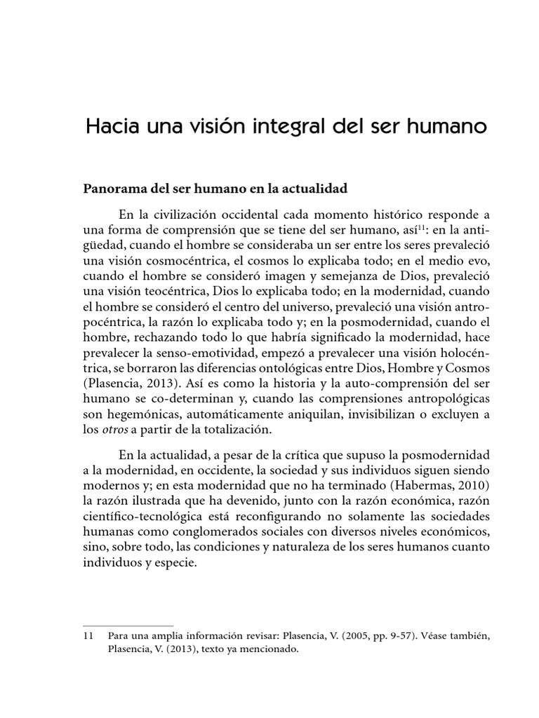 Visión integral del ser humano actual | PDF | Amor | Las emociones