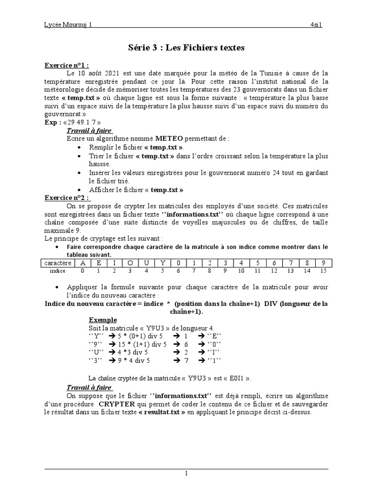 Algorithmes de traitement de fichiers en Python | PDF | Fichier texte ...