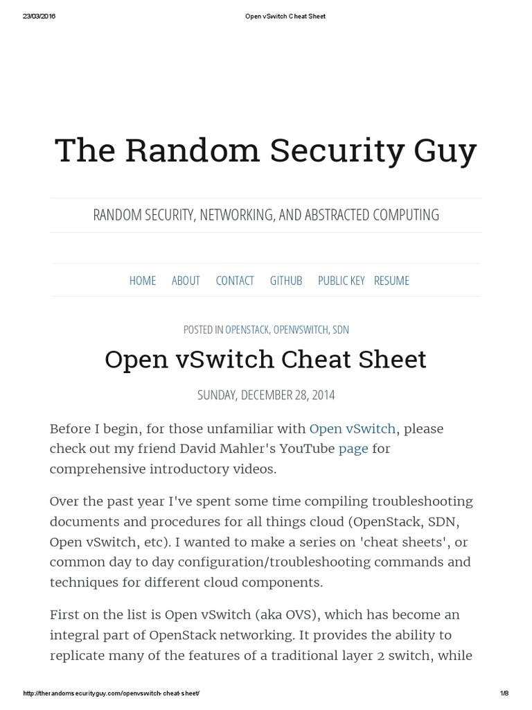 Open Vswitch Cheat Sheet | PDF | Open Stack | Command Line Interface