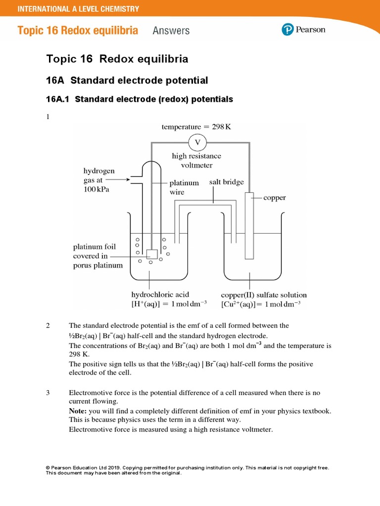 An Introduction To Redox Equilibria And Electrode Potentials – KNYLF