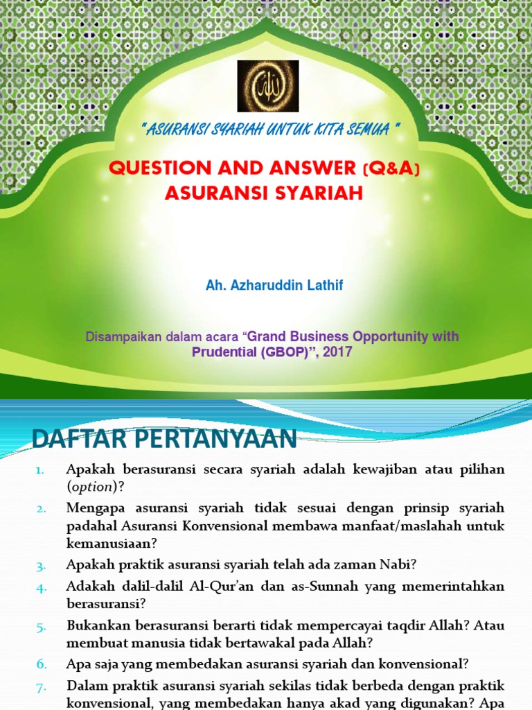 Asuransi Syariah untuk Semua Pertanyaan dan Jawaban tentang Praktik