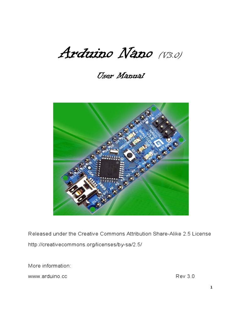 Arduino Nano User Manual | PDF | Arduino | Information And ...