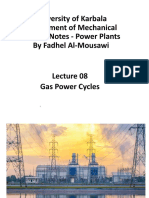 University of Karbala Department of Mechanical Lecture Notes - Power Plants by Fadhel Al-Mousawi