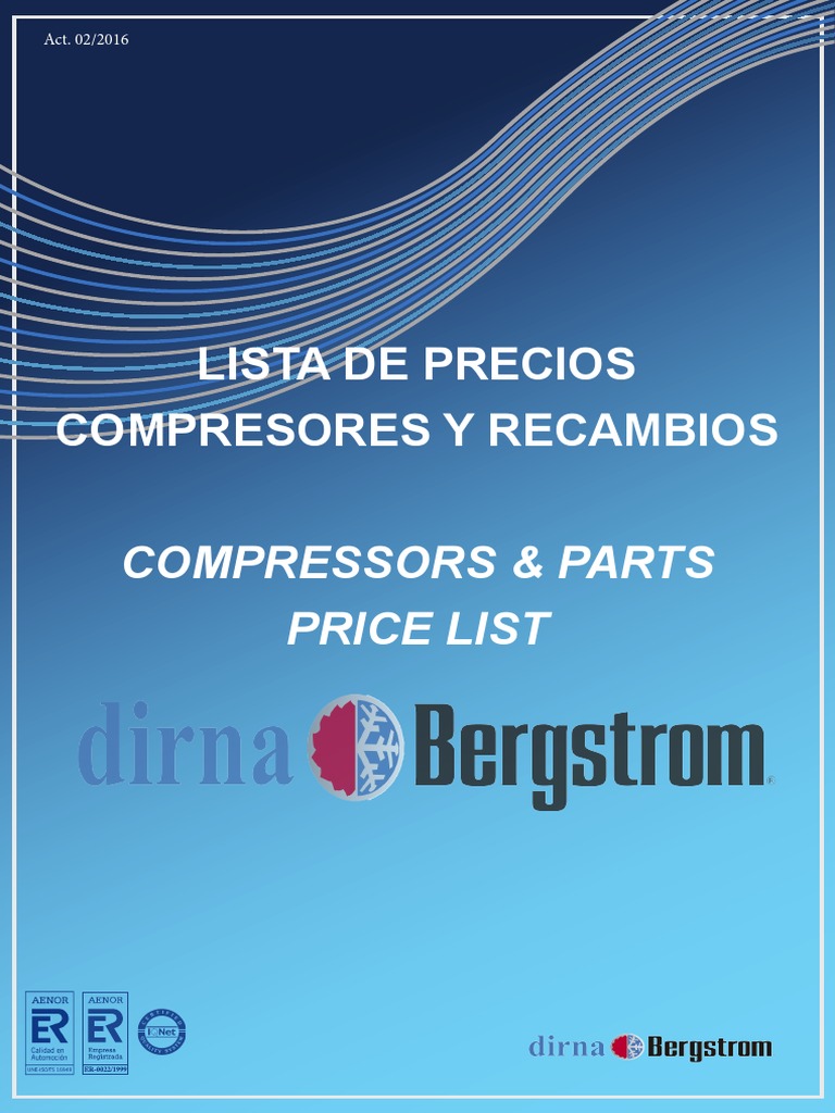 Lista de Precios Compresores Y Recambios: Compressors & Parts Price ...