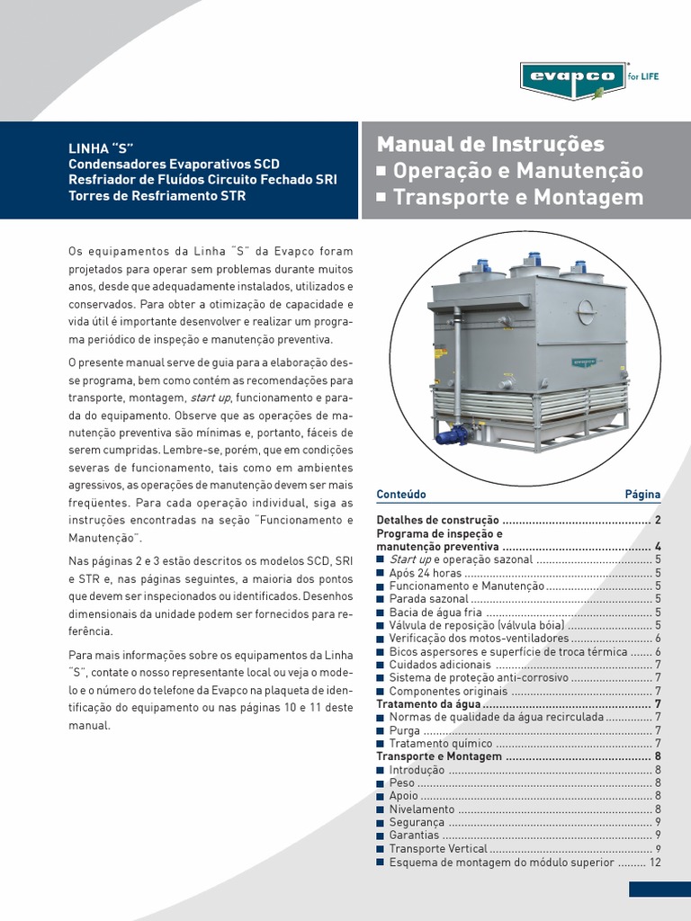 Manual Torre de Resfriamento EVAPCO PDF Galvanização Corrosão
