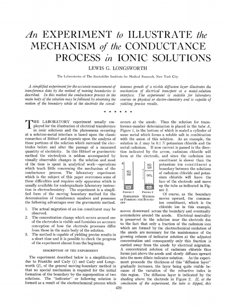 Ionic Solutions Conductance Experiment | PDF | Electrochemistry ...
