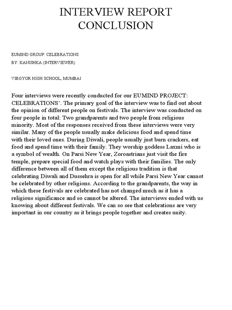 Interview Report Conclusion 1 | PDF
