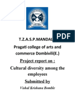 T.Z.A.S.P.MANDAL'S Pragati College of Arts and Commerce Dombivili (E.) Project Report On: Cultural Diversity Among The Employees Submitted by
