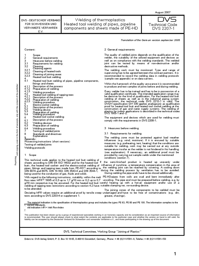Dvs 2207 | PDF | Pipe (Fluid Conveyance) | Construction