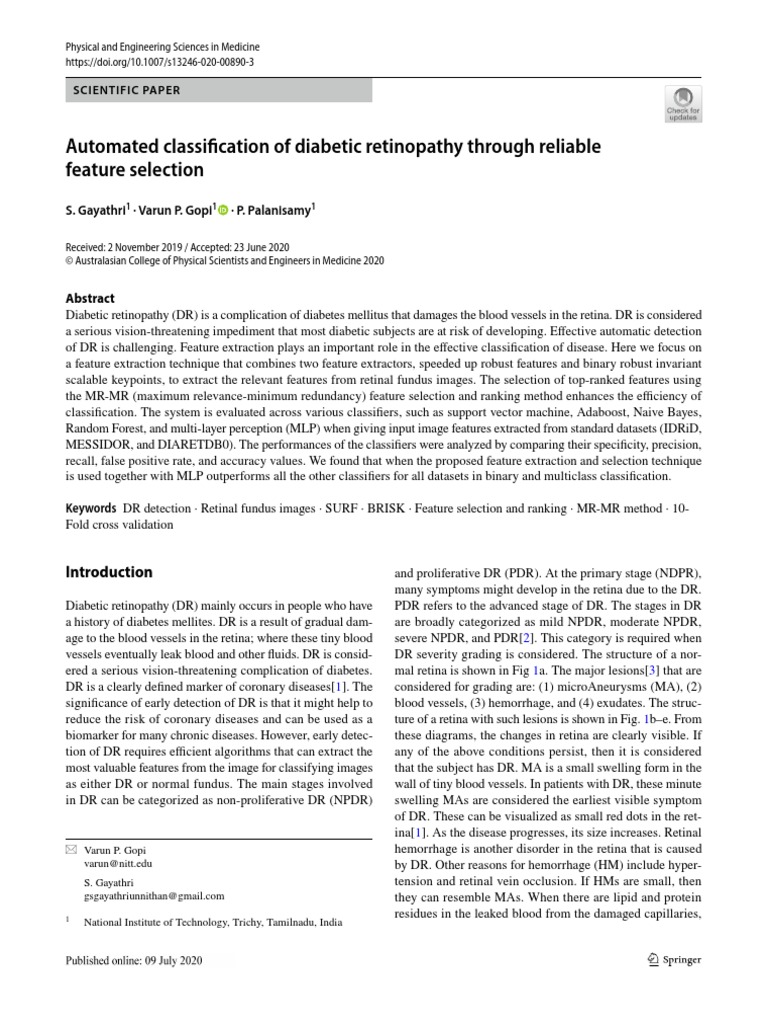 Automated Classification of Diabetic Retinopathy Through Reliable ...