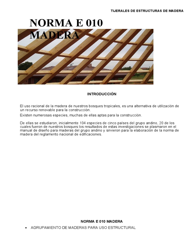Norma E 010 para Estructuras de Madera | PDF | Madera | Sectores Economicos