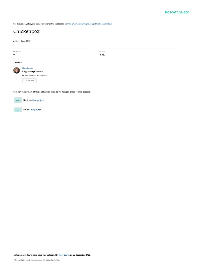 Chickenpox | PDF | Medical Specialties | Clinical Medicine