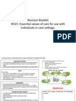 Revision Booklet RO21: Essential Values of Care For Use With Individuals in Care Settings