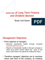 Sources of Long Term Finance and Dividend Decision: Study Unit Seven