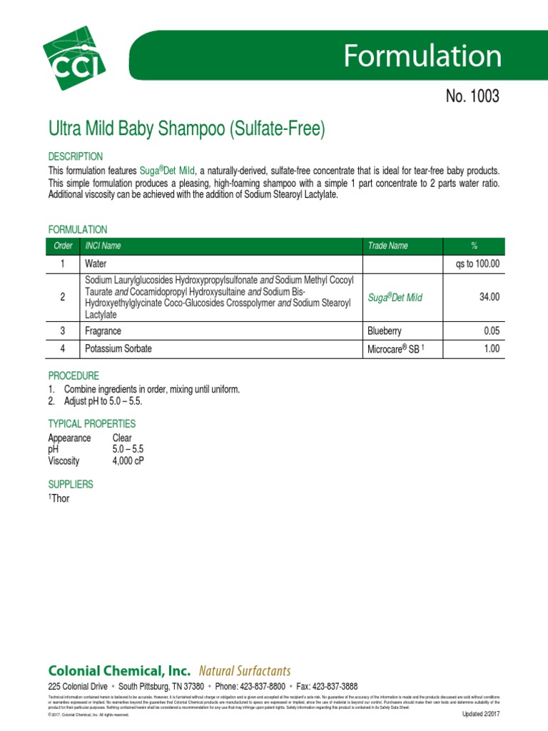 Formulation Ultra Mild Baby Shampoo (SulfateFree) PDF Shampoo