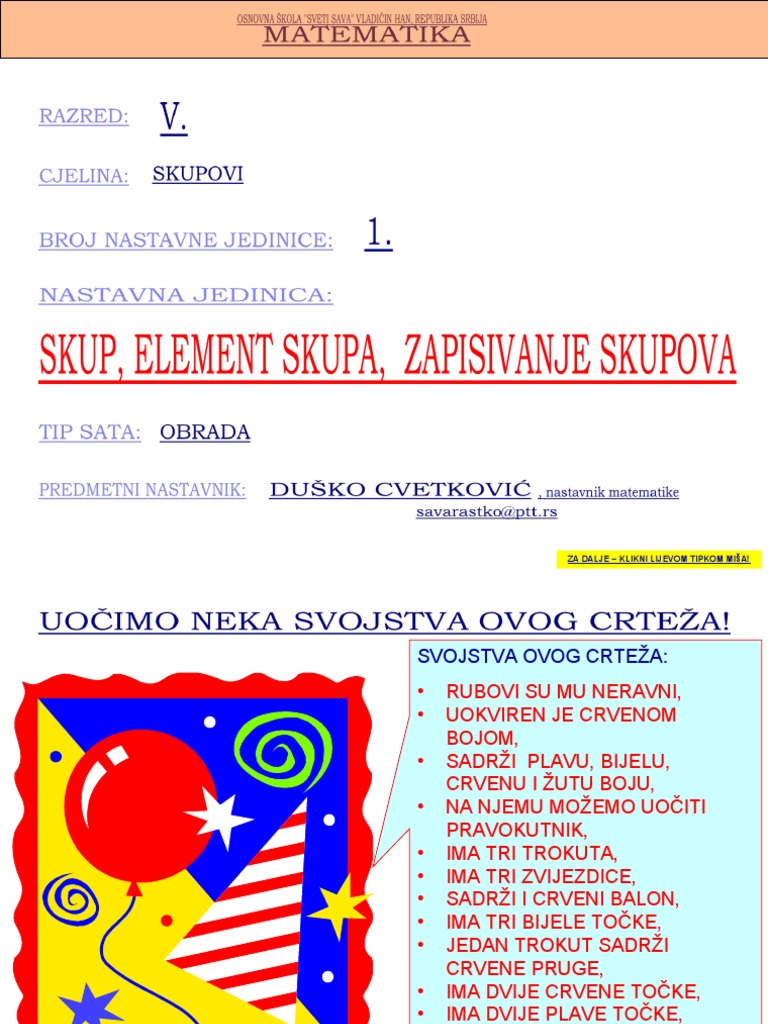 Skup Element Skupa Zapisivanje Skupova | PDF