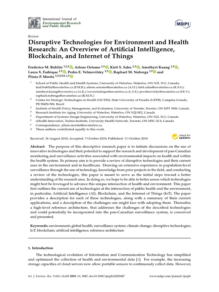 Disruptive Tech in Health and Environment | PDF | Internet Of Things ...
