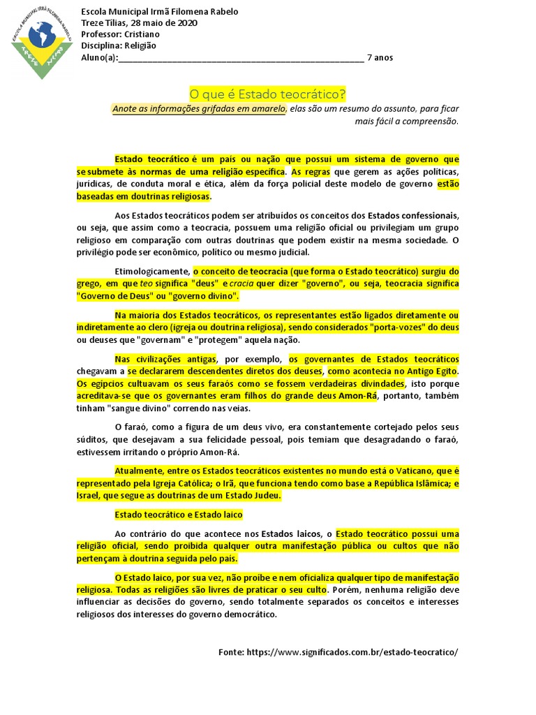 O que é Estado Teocrático? | PDF | Teocracia | Estado