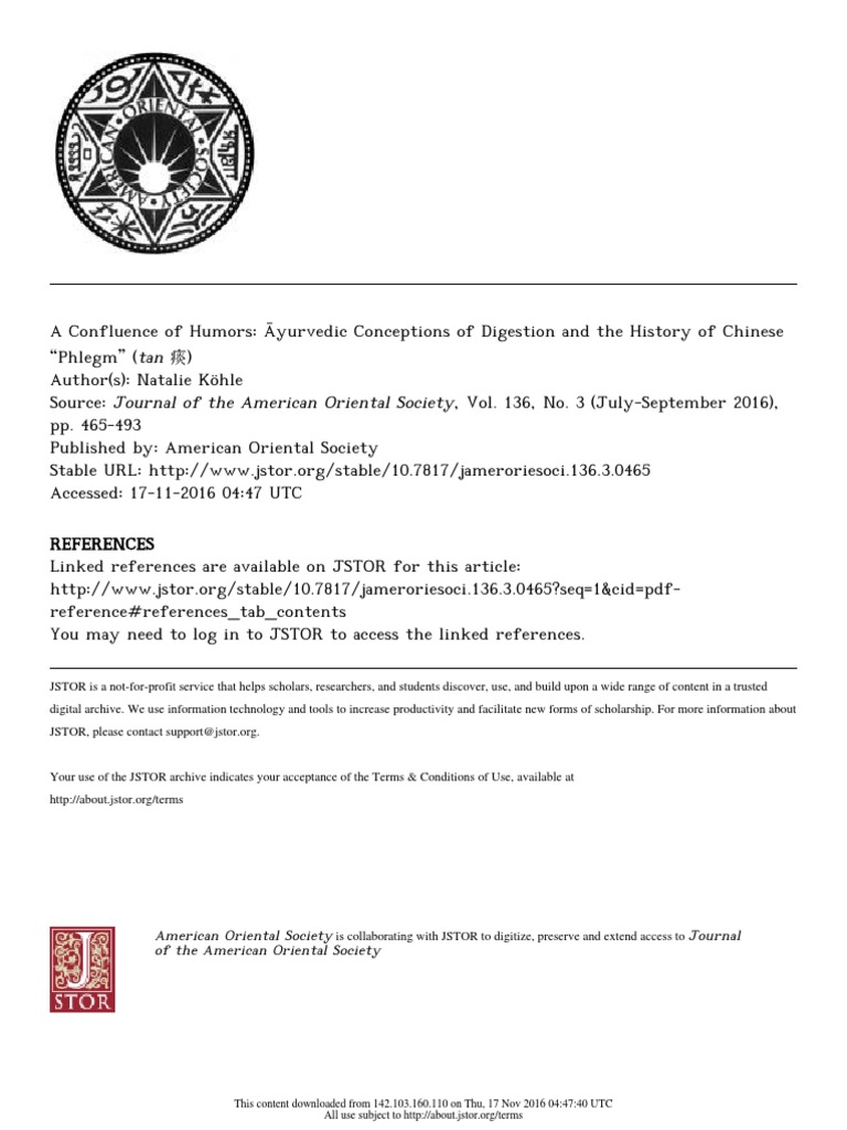 A Confluence of Humors Ayurvedic Concept PDF Ayurveda Traditional Chinese Medicine