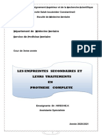 7 - Les Empreintes Secondairesen Prothèse Complète