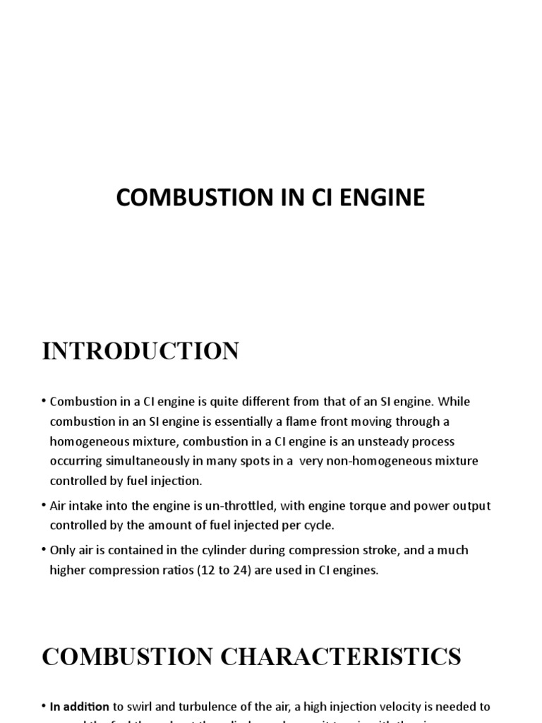 Unit-4a. Combustion in CI Engine | PDF | Combustion | Fuel Injection