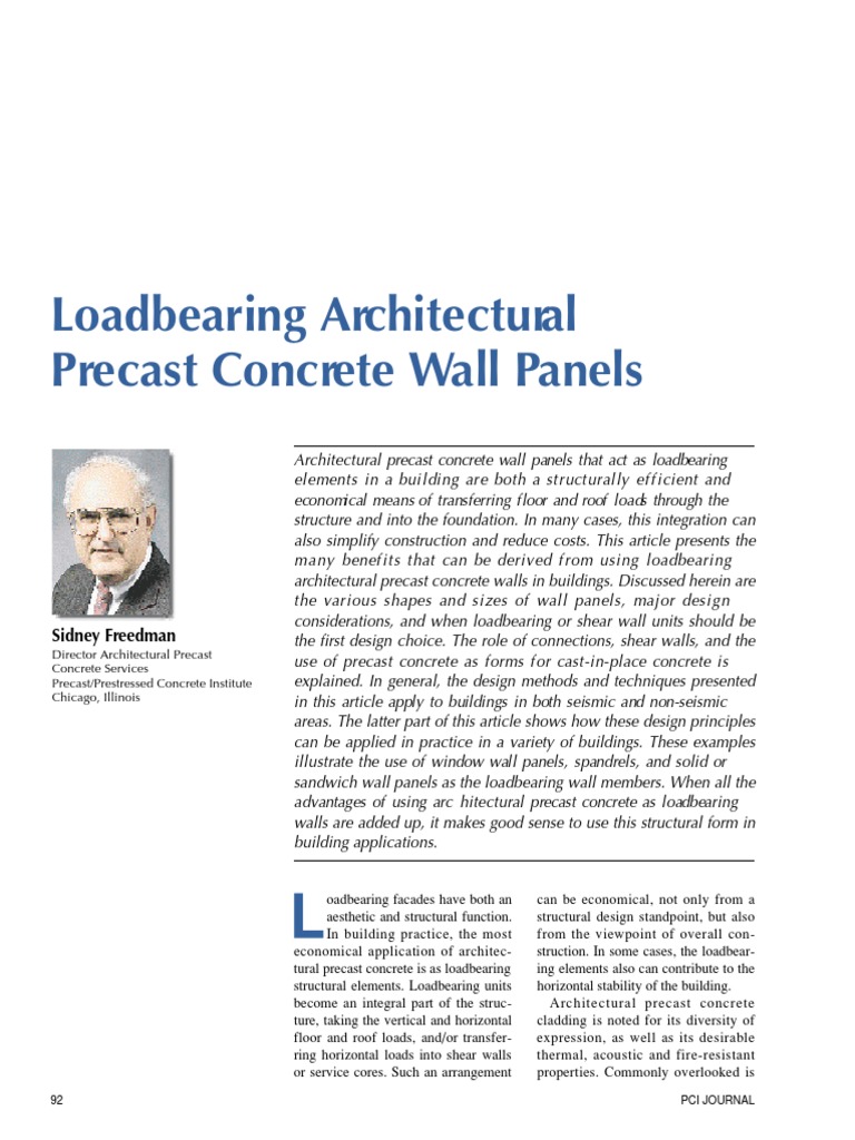 Loadbearing Precast Concrete Walls | PDF | Precast Concrete | Wall