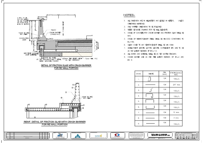 Typical Detail of Friction Slab With Crash Barrier (1) Layout PDF