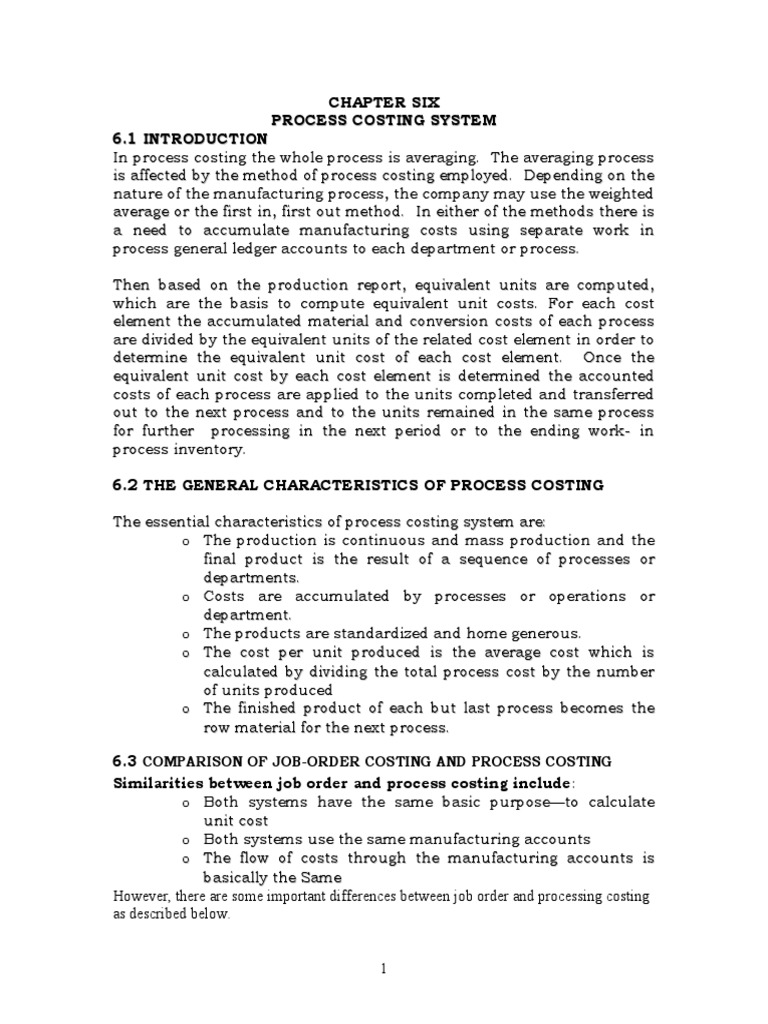CHAPTER FOUR Process Costing | PDF | Inventory | Cost