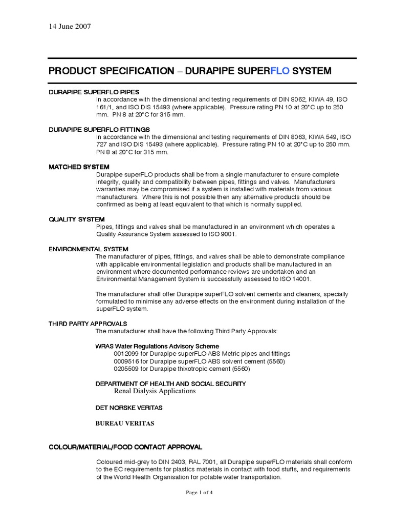 Dura Pipe Super Flo System | PDF | Pipe (Fluid Conveyance) | Valve