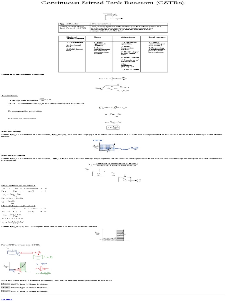 Continuous Stirred Tank Reactors | PDF | Chemical Reactor | Process ...