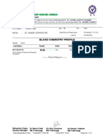 Blood Chemistry Profile: Pt's Name: Piyush Patel Ref - By: Dr. Sandip Contractor