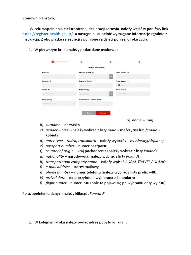 Turcja Formularz Instrukcja | PDF