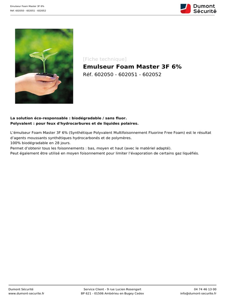 Émulseur Foam Master 3F 6% Biodégradable | PDF | Substances chimiques ...