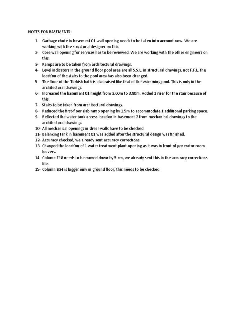 Notes For Basements | PDF