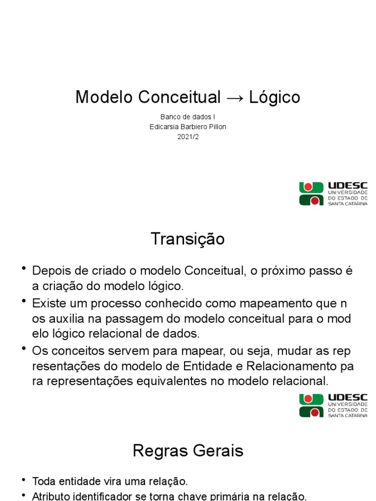 Transição de Modelo Conceitual para Lógico | PDF | Modelo relacional ...