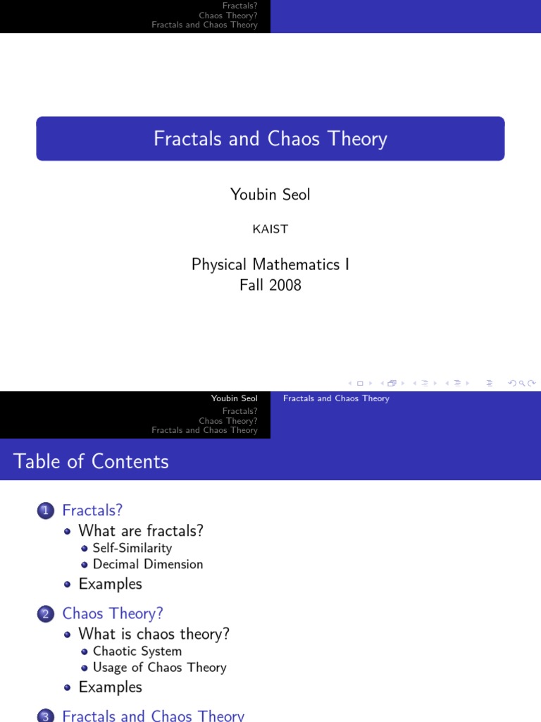 Fractals And Chaos Theory Presentation Pdf Fractal Chaos Theory
