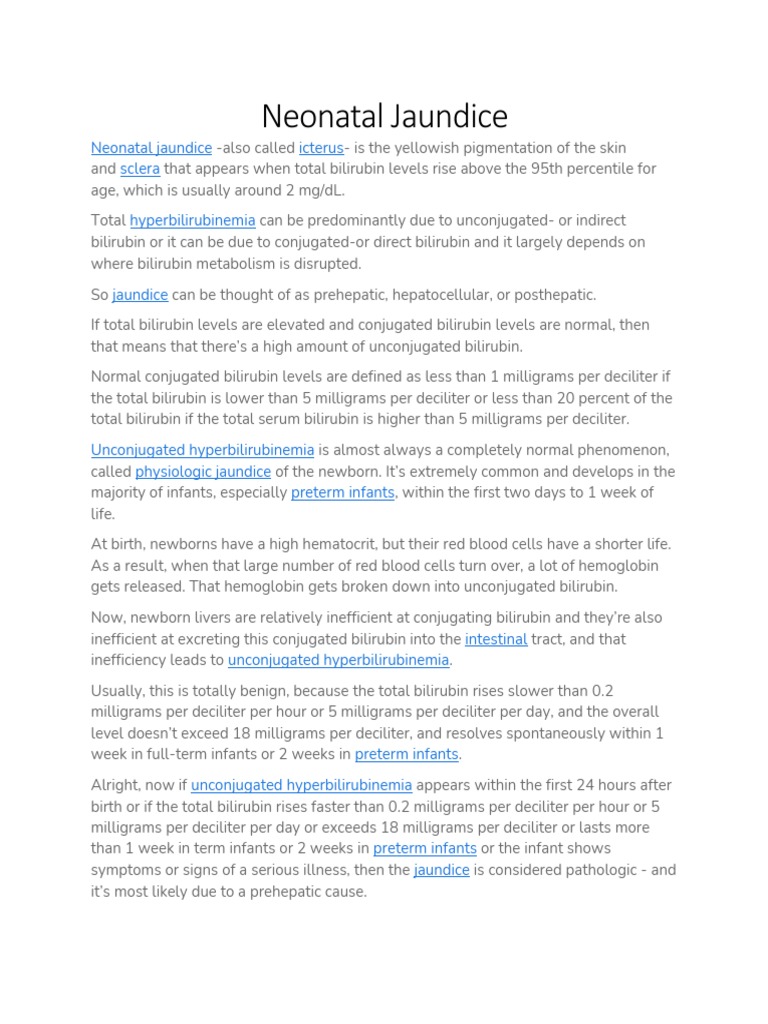 Neonatal Jaundice PDF Gastroenterology Liver