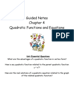 Chapter 4 Quadratic Functions and Equations Guided Notes