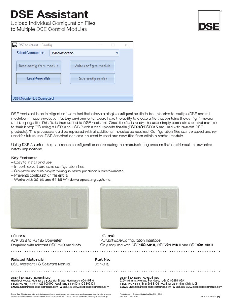 Dse Assistant Data Sheet Pdf Computer File Usb