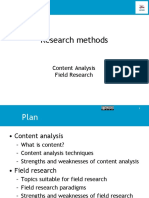 Research Methods: Content Analysis Field Research