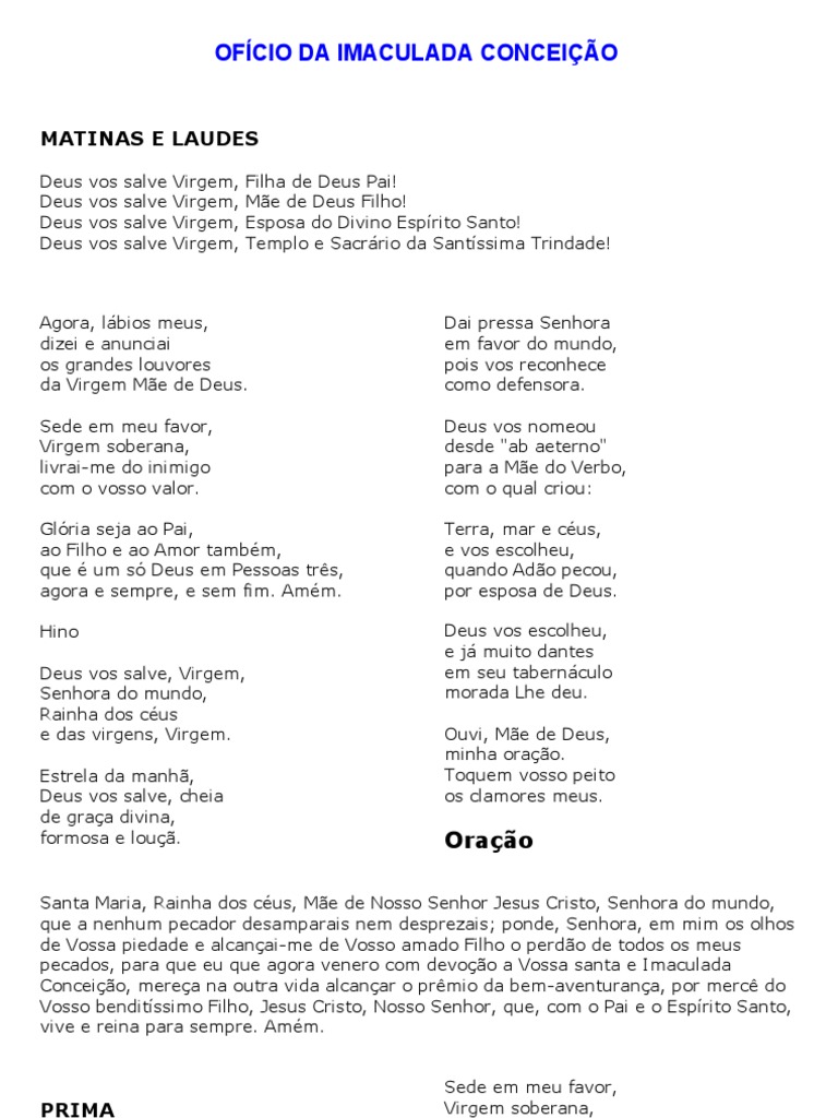 Ofício Da Imaculada Conceição PDF Josué