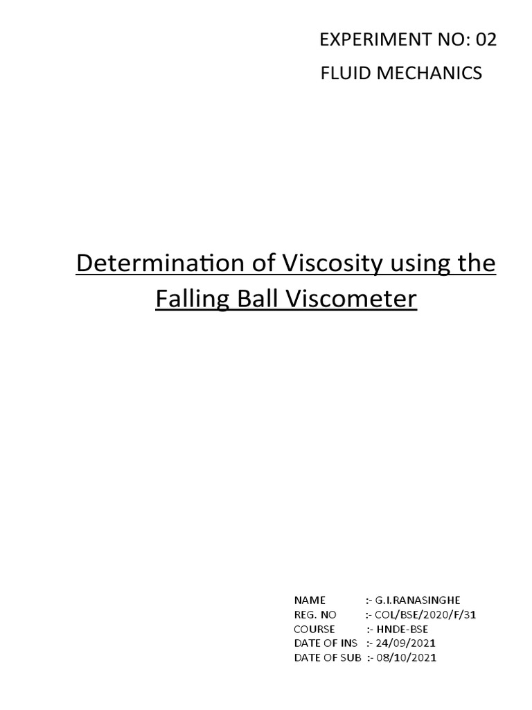 Determination of Viscosity Using The Falling Ball 2 PDF
