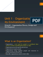 BA5018 - Unit 1 – Organization and its Environment