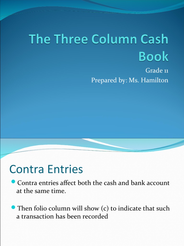 The Three Column Cash Book PDF