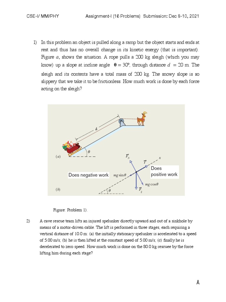 Physics Assignment: Work and Energy Problems | PDF | Force | Waves