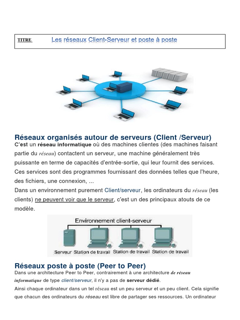 Réseaux Client-Serveur vs Poste à Poste | PDF