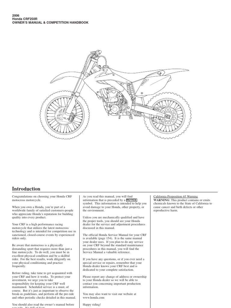 2006 crf250r PDF Throttle Carburetor