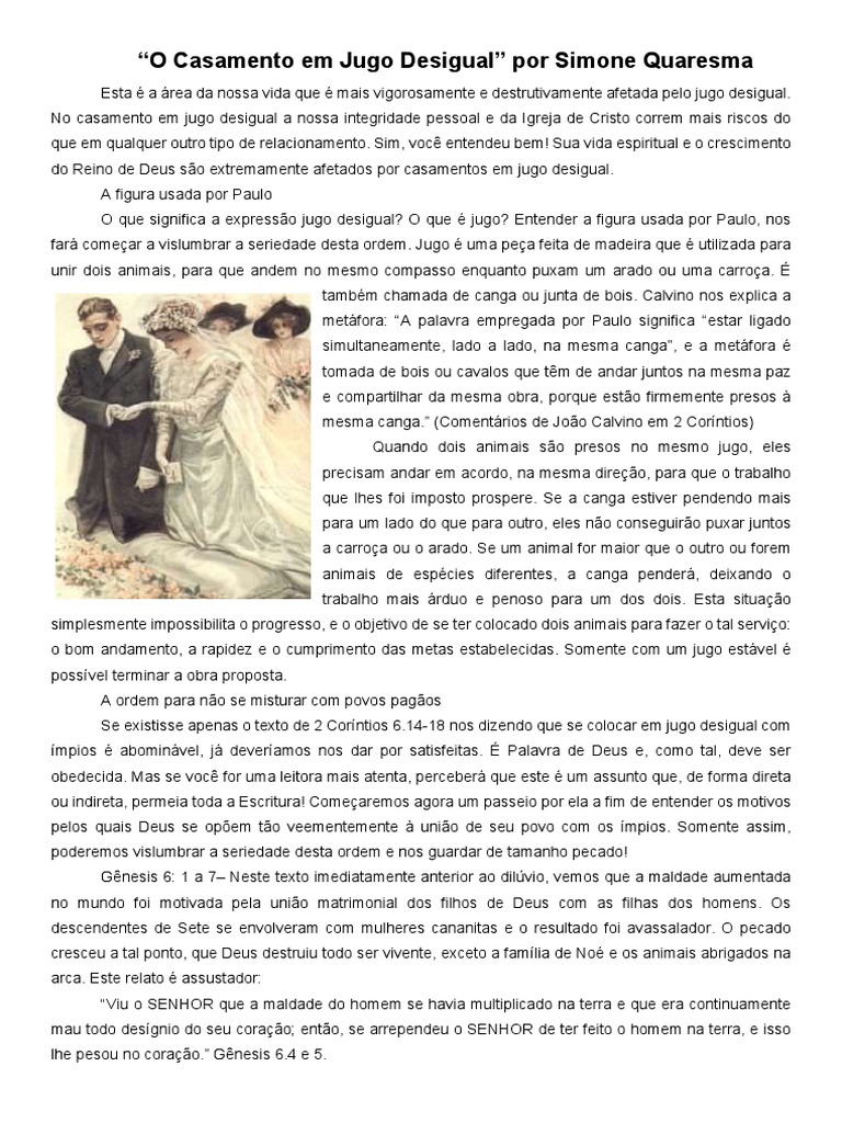 O Casamento em Jugo Desigual Por Simone Quaresma, PDF