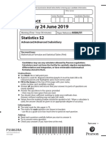 Monday 24 June 2019: Statistics S2