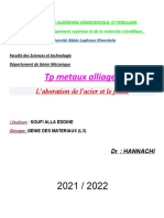 TP Metaux Alliages: L'aboration de L'acier Et Le Fount